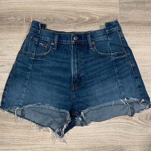 Abercrombie and Fitch, mom dark wash high-rise denim shorts